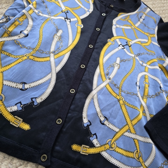 DG² by Diane Gilman Silk Blend Equestrian Print Cardigan Large - Picture 4 of 7